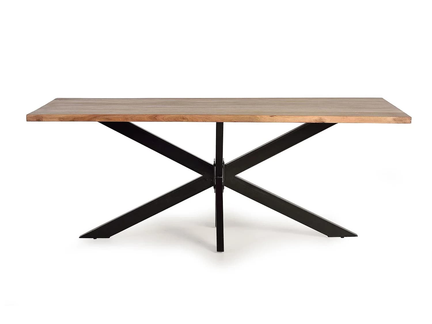 Tables de salle à manger en bois d'acacia 200 cm, style industriel - 76 x 200 x 100