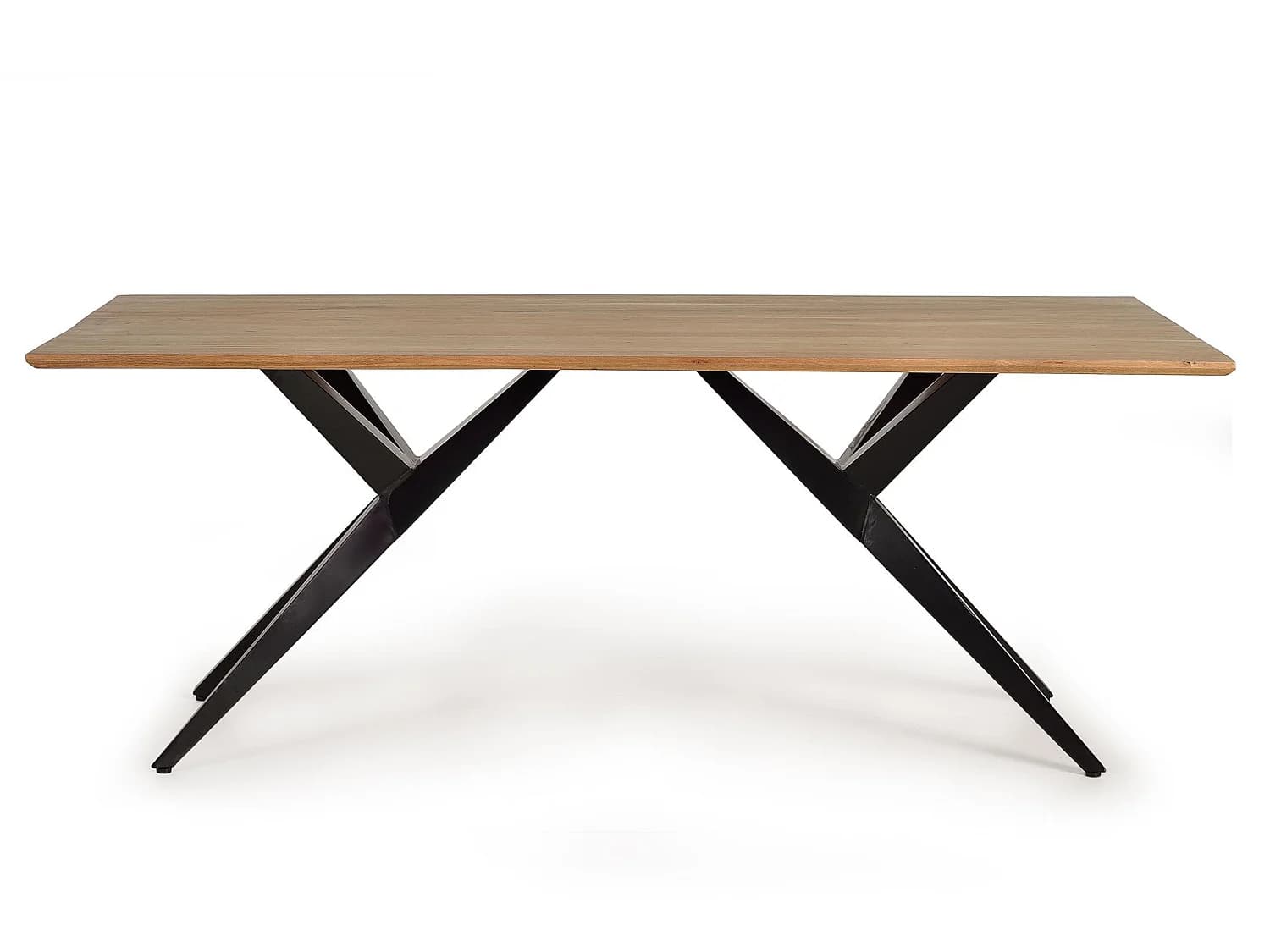 Tables de salle à manger en bois d'acacia 200 cm, style industriel rustique - 77 x 200 x 100