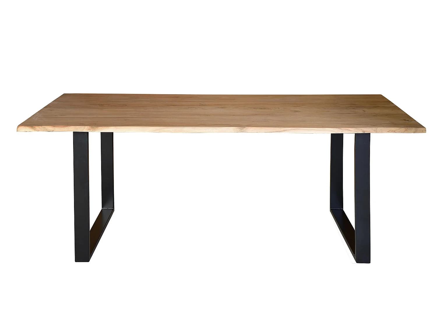 Tables de salle à manger en bois d'acacia 200 cm, style rustique moderne - 76 x 200 x 100