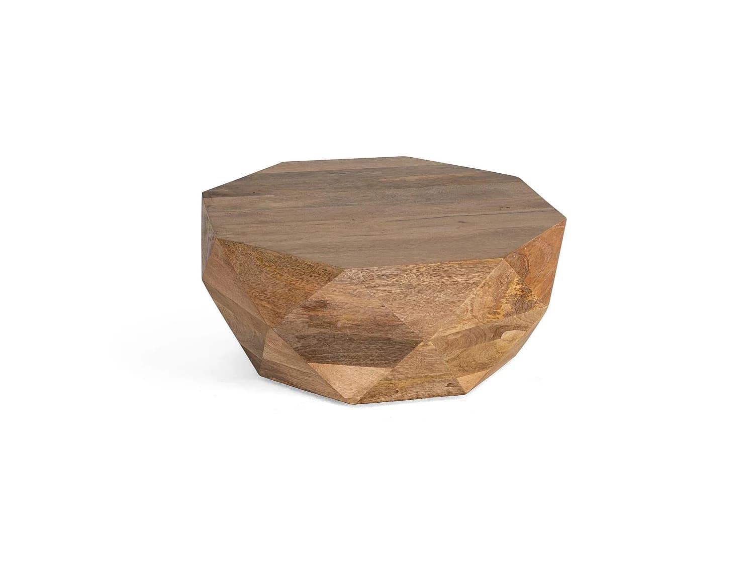 Tables basses en bois de manguier 80 cm, style rustique moderne - 37 x 80 x 80 cm