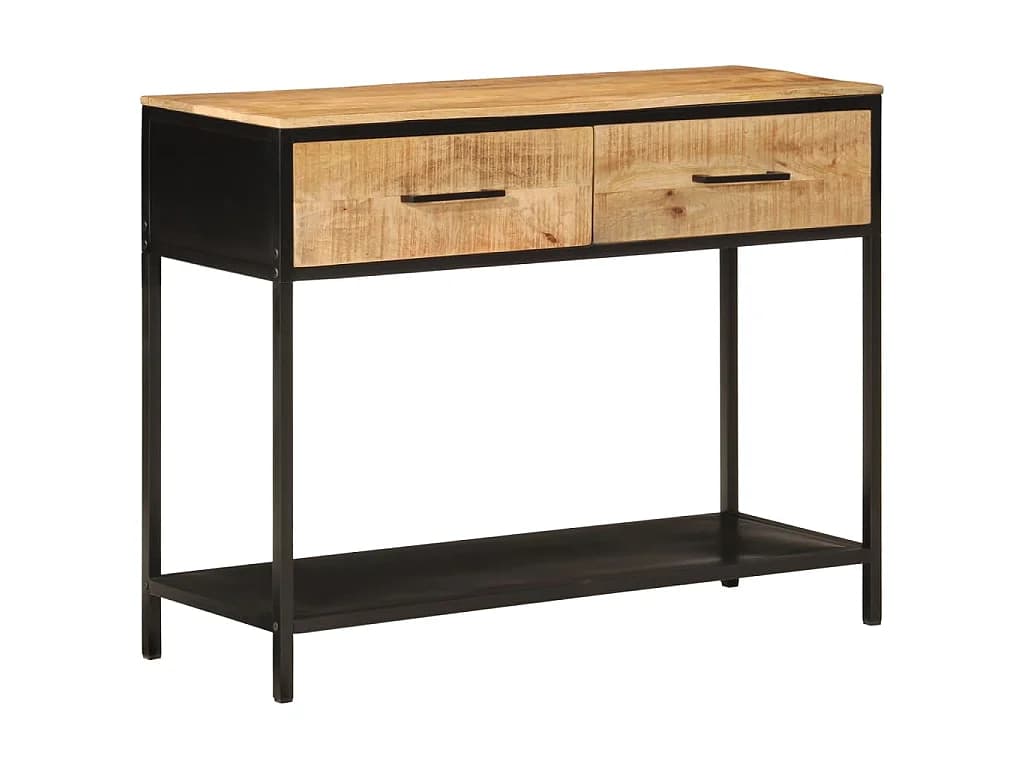 Table console 100x35x76 cm bois massif de manguier et fer