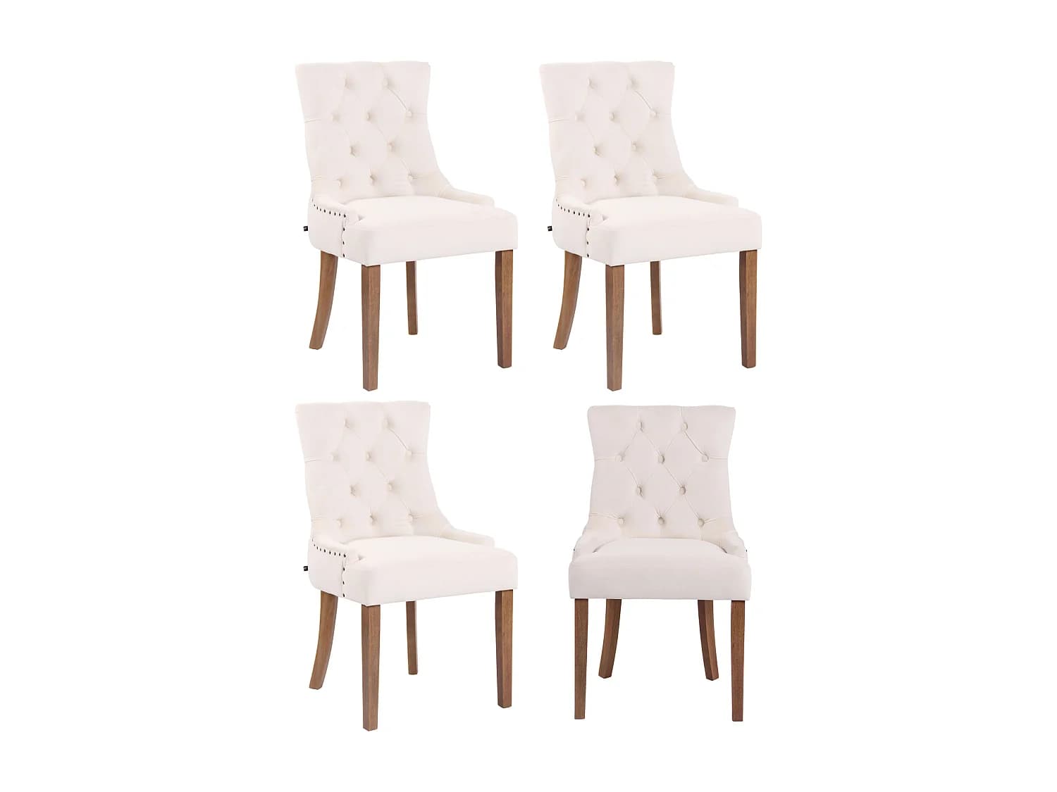 Lot de 4 chaise salle à manger - Velours & Antique clair - Crème - Aberdeen