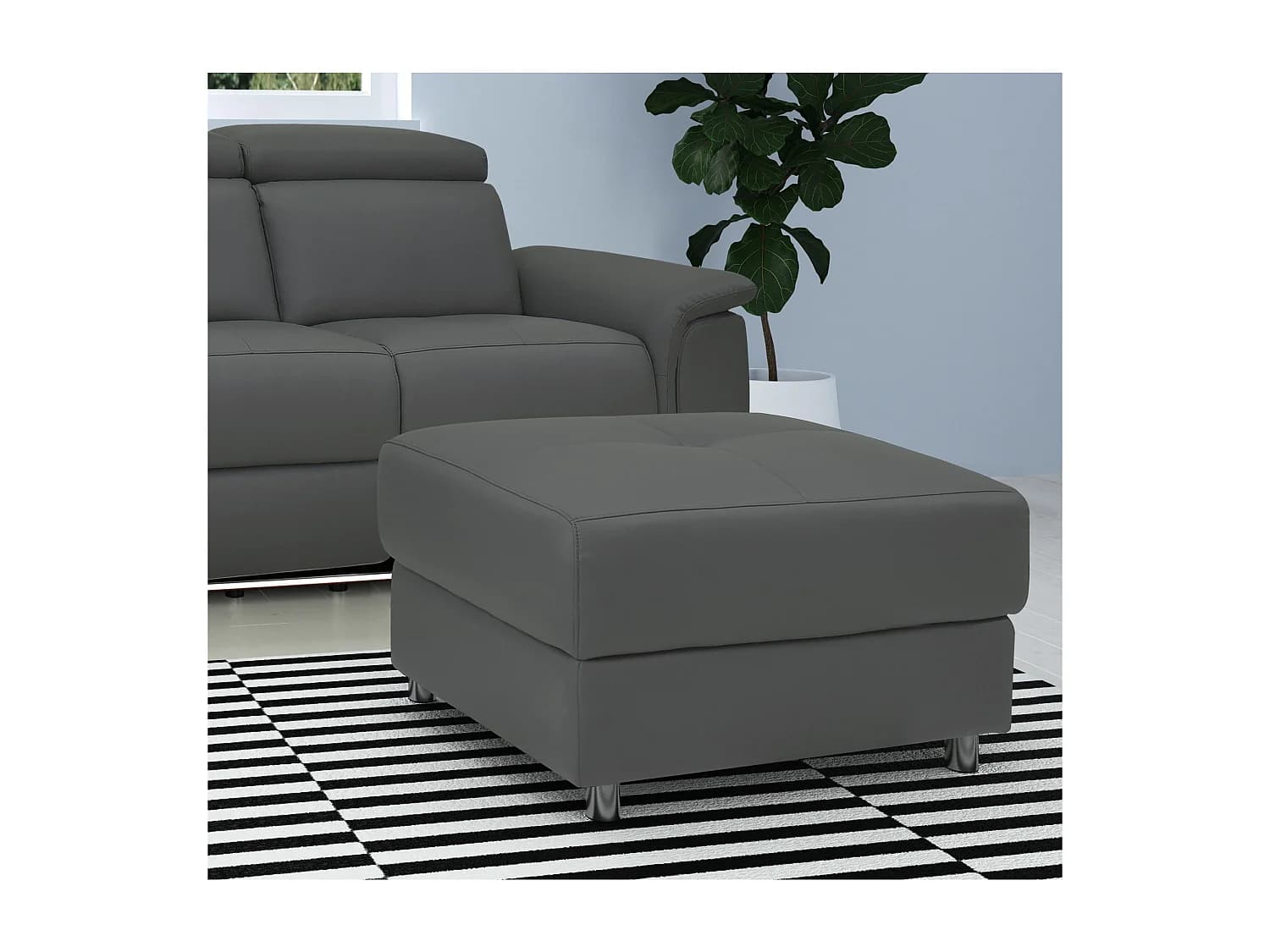 Pareli|Ottoman en cuir gris
