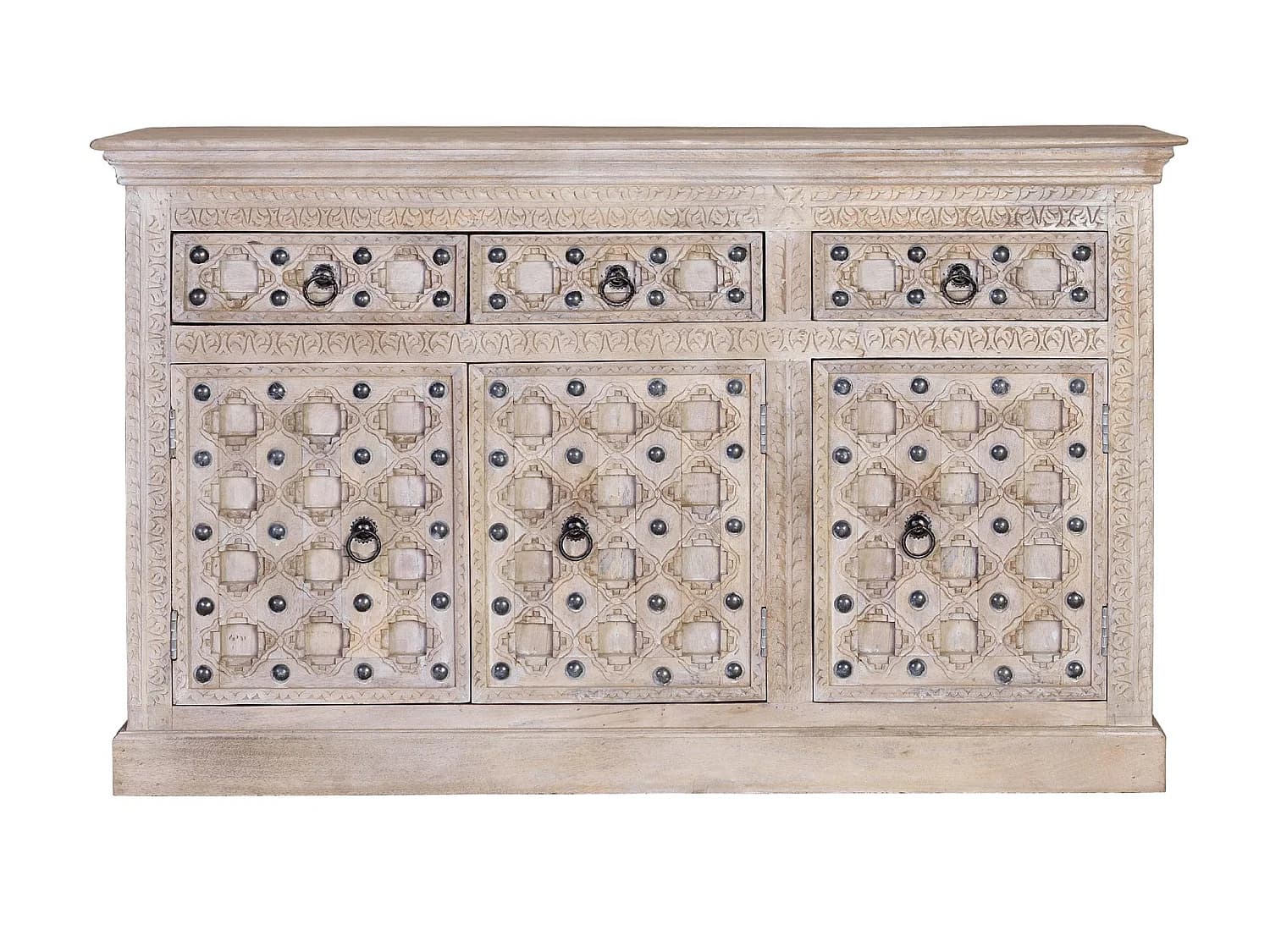 Buffet en bois de manguier de style méditerranéen moderne - 92 x 150 x 40