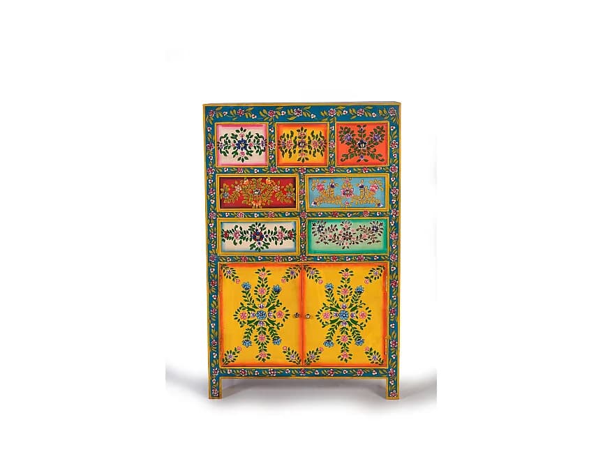 Commode en bois de manguier 80 cm, style ethnique - 122 x 80 x 40