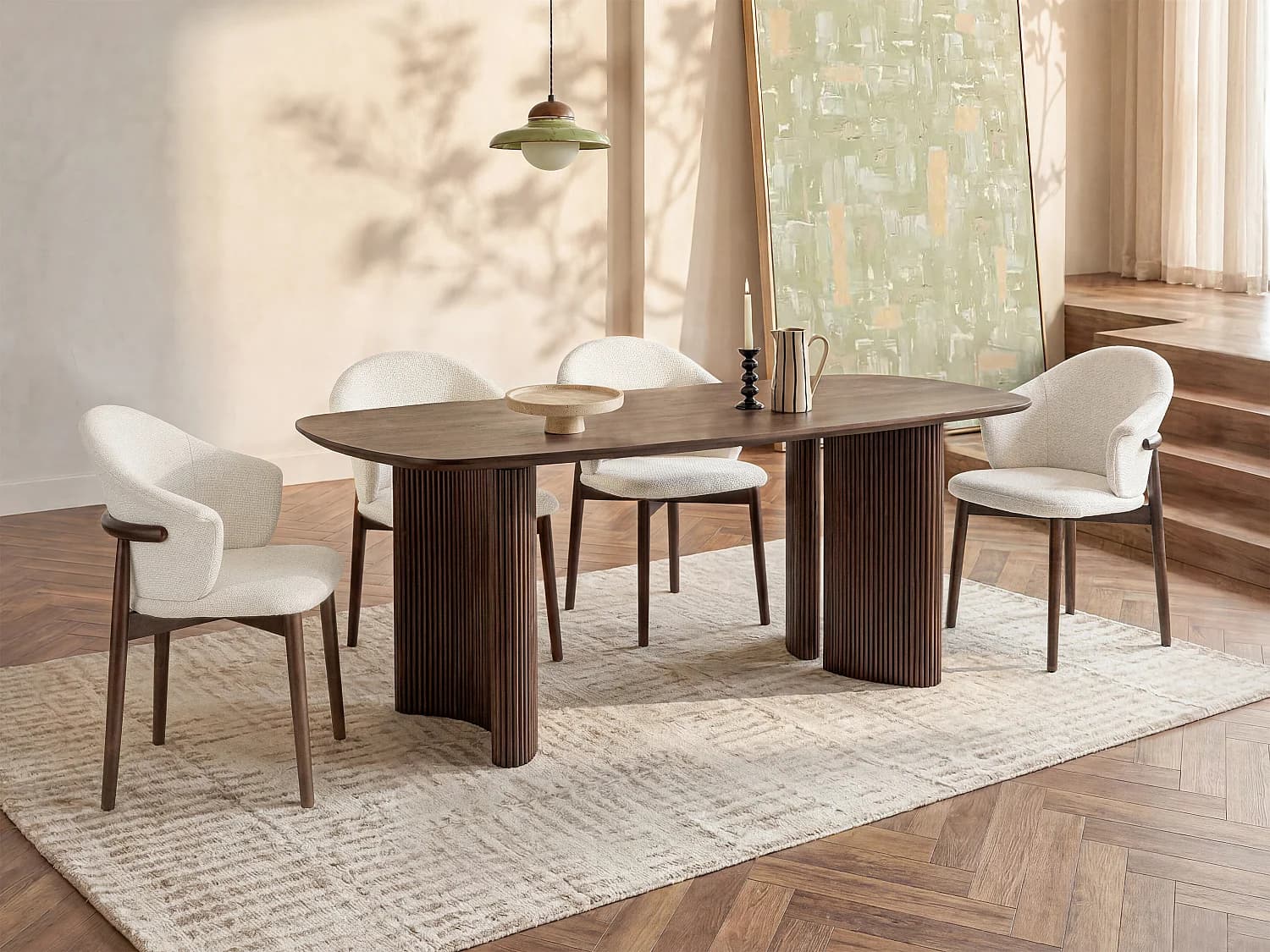 Table à manger 8 personnes en bois d'acacia - Naturel foncé - TAMENIA de Maison Céphy