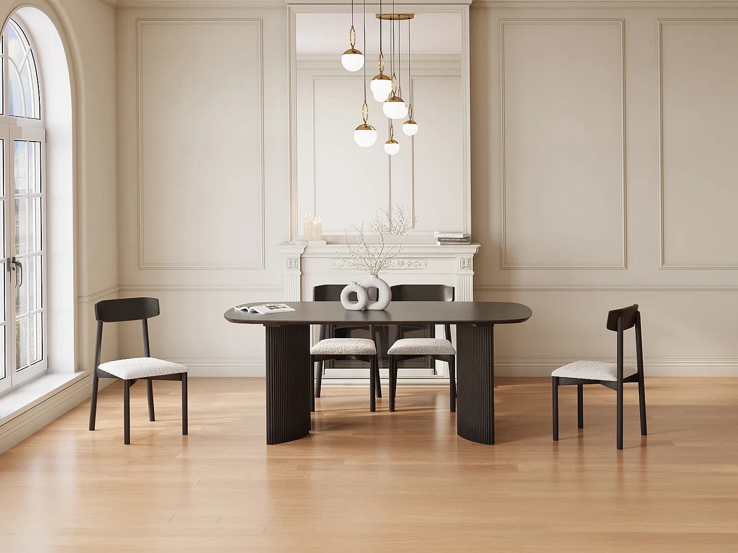 Table à manger 8 personnes en bois de manguier - Noir - TAMENIA de Maison Céphy