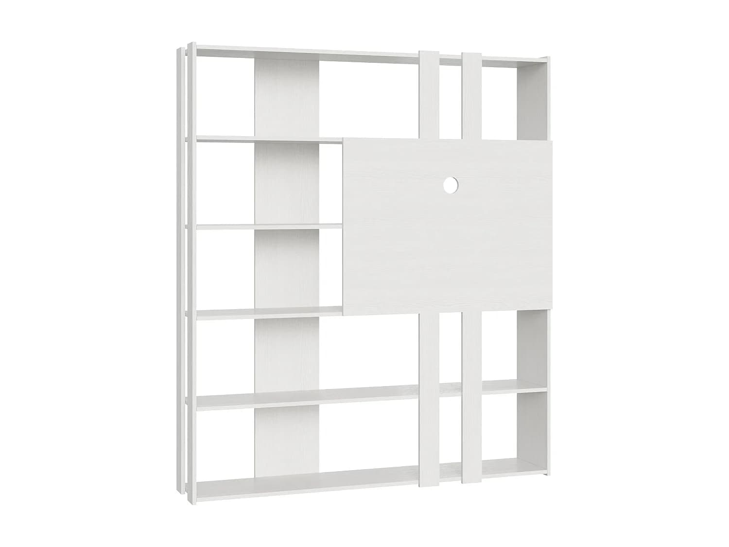 Bibliothèque avec support TV Kato L frêne blanc