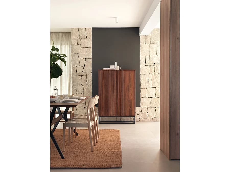 Buffet haut en bois de manguier massif et base métallique