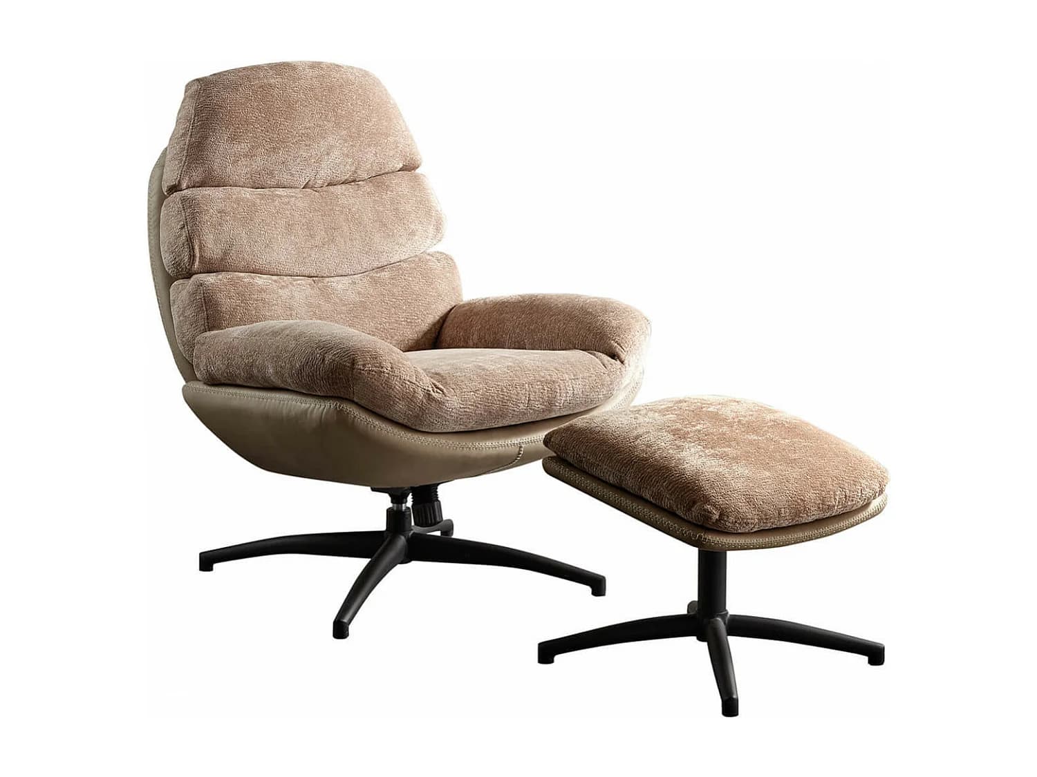 VIGO - Fauteuil Pivotant avec Repose Pieds Bi-Matière Saumon