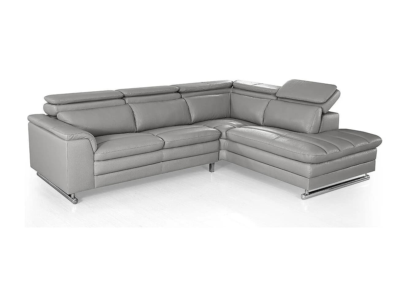 Canapé d'angle en cuir MYA Gris - Angle Gauche