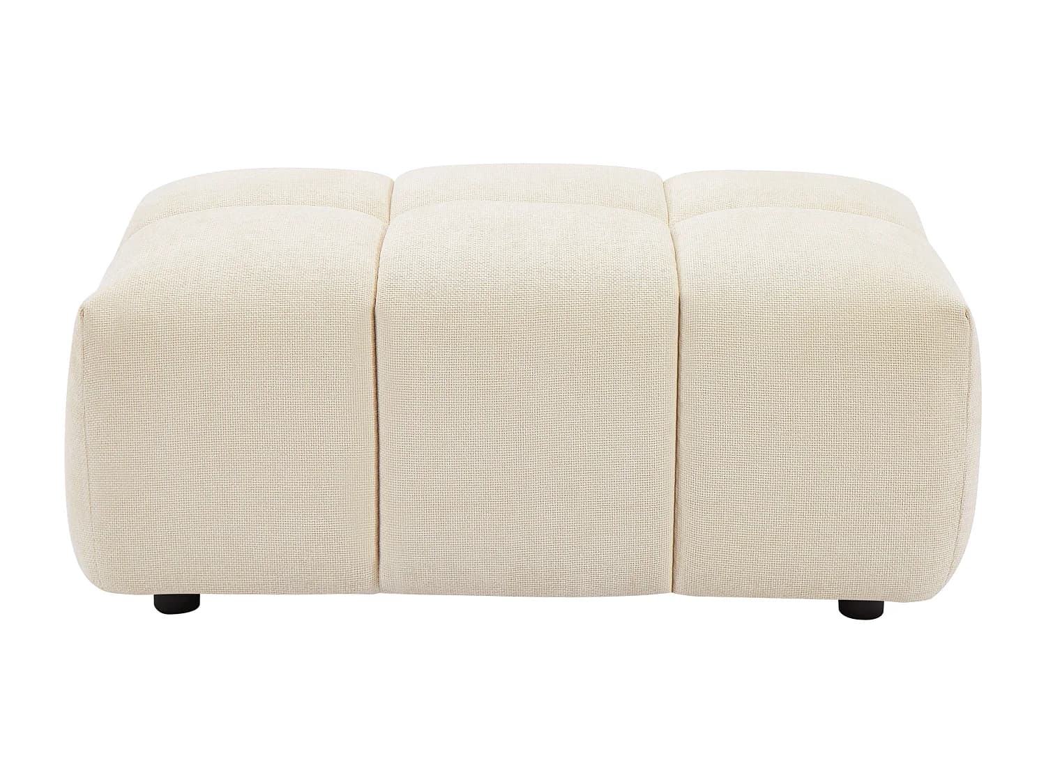Pouf en tissu texturé beige APOLIU