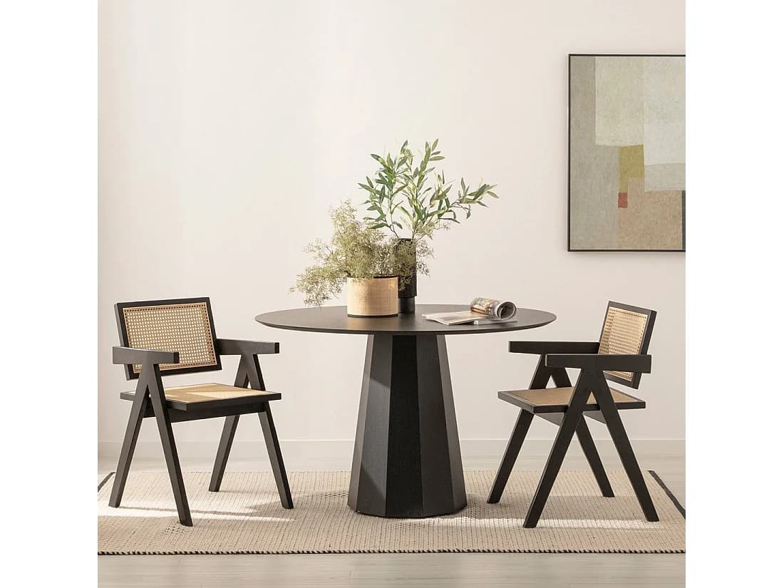 Table fixe en laqué noir 120x76 cm-Olivier