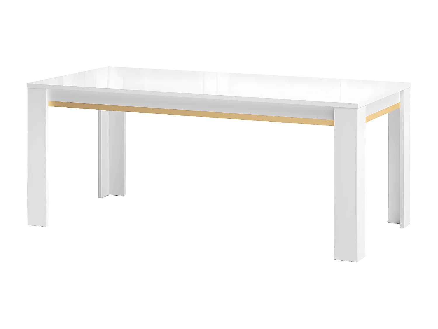 JEMMA - Table 160x90cm Laquée Blanc et Décor Doré