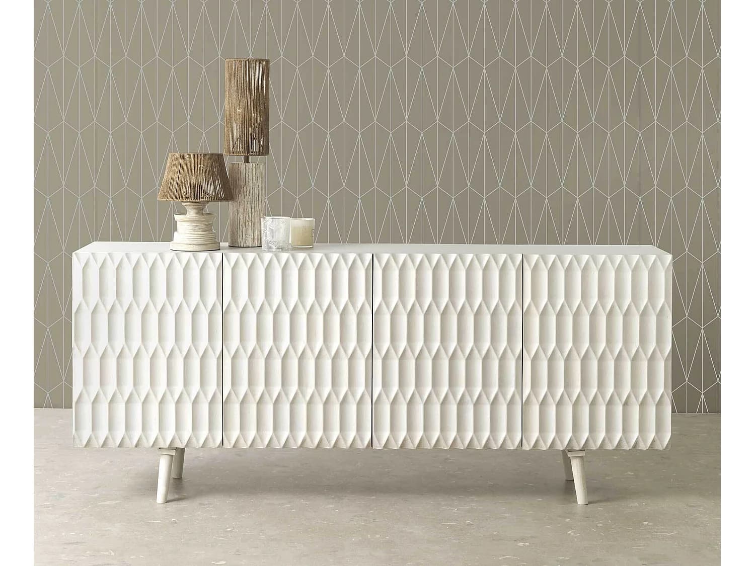 Buffet en bois massif de manguier blanc
