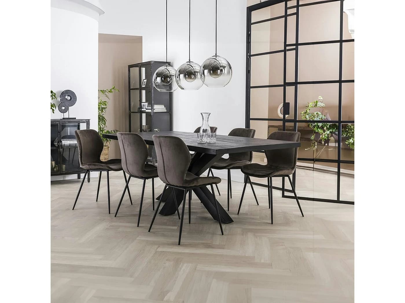 Table pied central bois de manguier noir 230 cm LUCKNOW