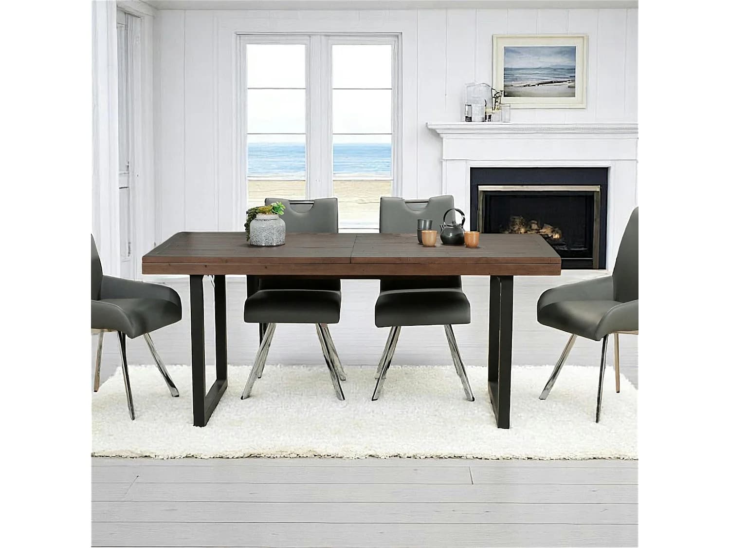 Table de repas extensible bois brun recyclé 180-240 cm SAMOA
