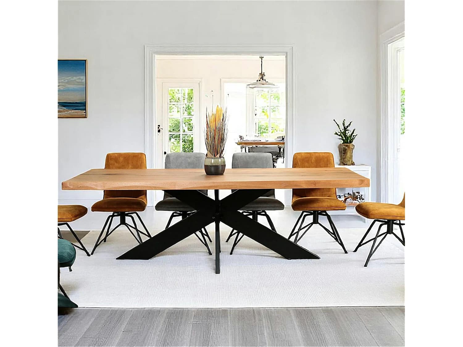 Table extensible en chêne huilé avec bords naturels 240 cm PALERME