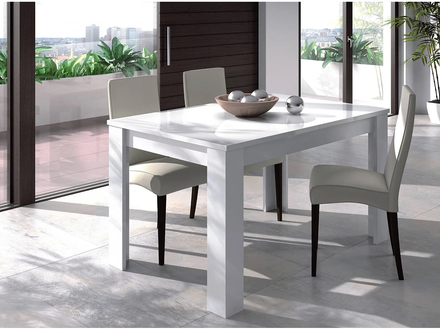 Table extensible Midland, Console extensible pour salle à manger, Table de cuisine ouvrant avec rallonge, 140/190x90h78 cm, Blanc