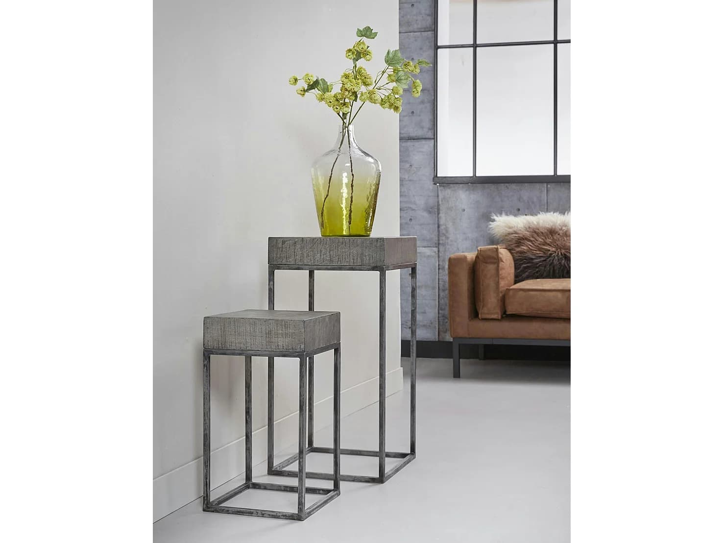 Sellette bois de manguier gris 70 cm LUCKNOW
