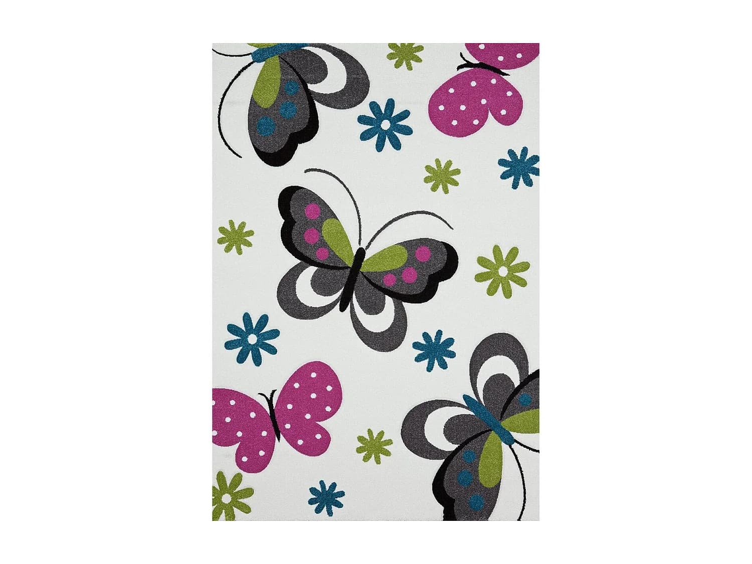 Tapis salon et chambre tissé motif animaux BUTERFLY