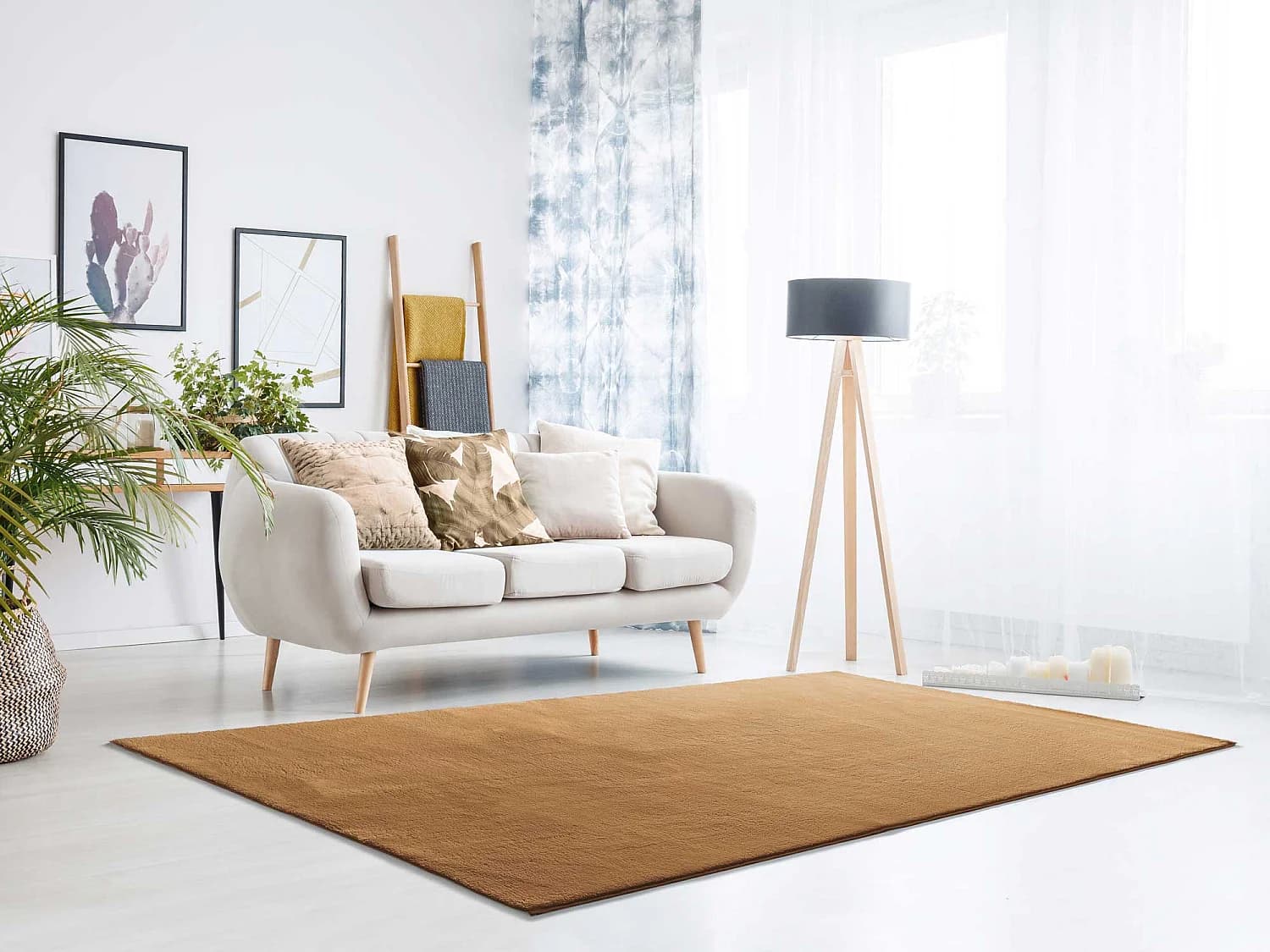 Tapis lavable antidérapant - uni - cuivre - 200 x 290 cm - LOFT
