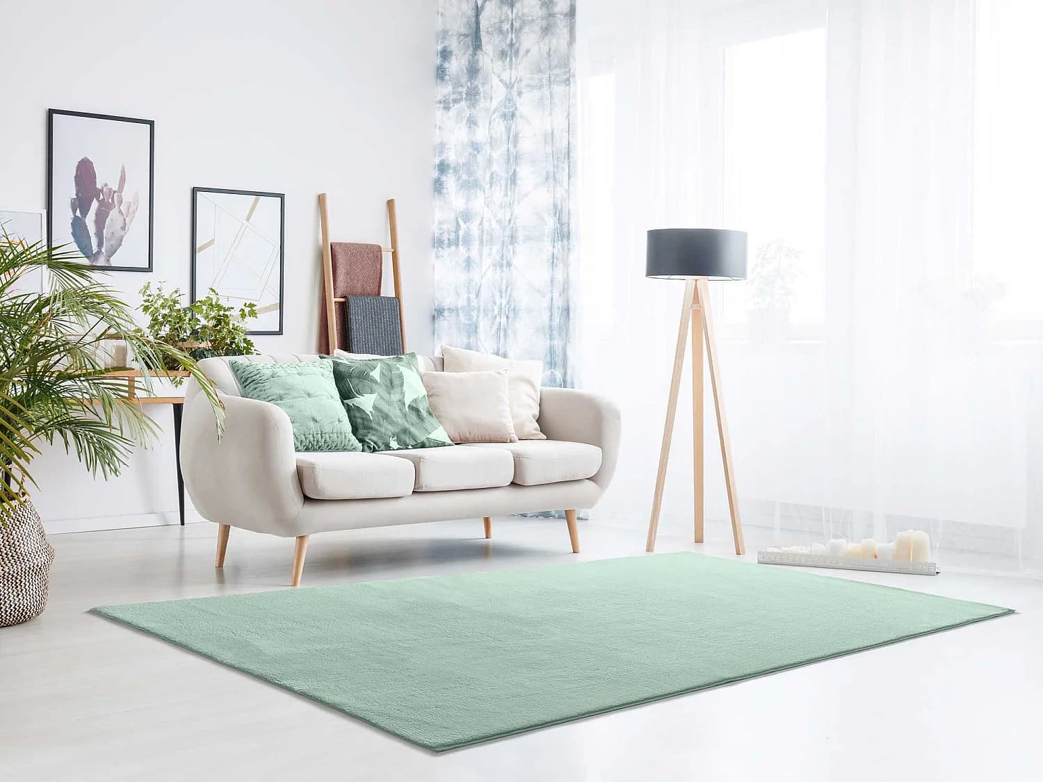 Tapis lavable antidérapant - uni - vert - 160 x 230 cm - LOFT