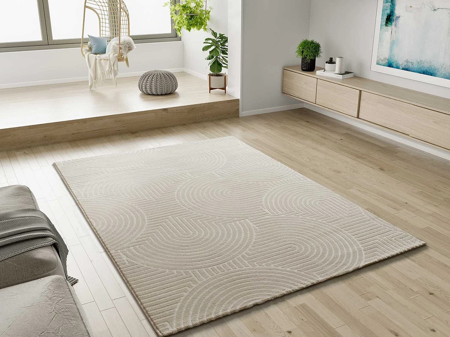 Tapis intérieur - scandinave - blanc - 160 x 230 cm - ZEN