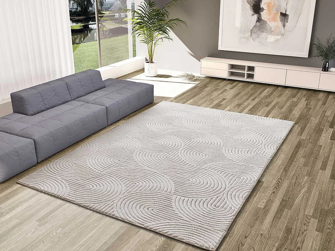 Tapis intérieur - géometrique avec relief - crème - 200 x 290 cm - ESTILO