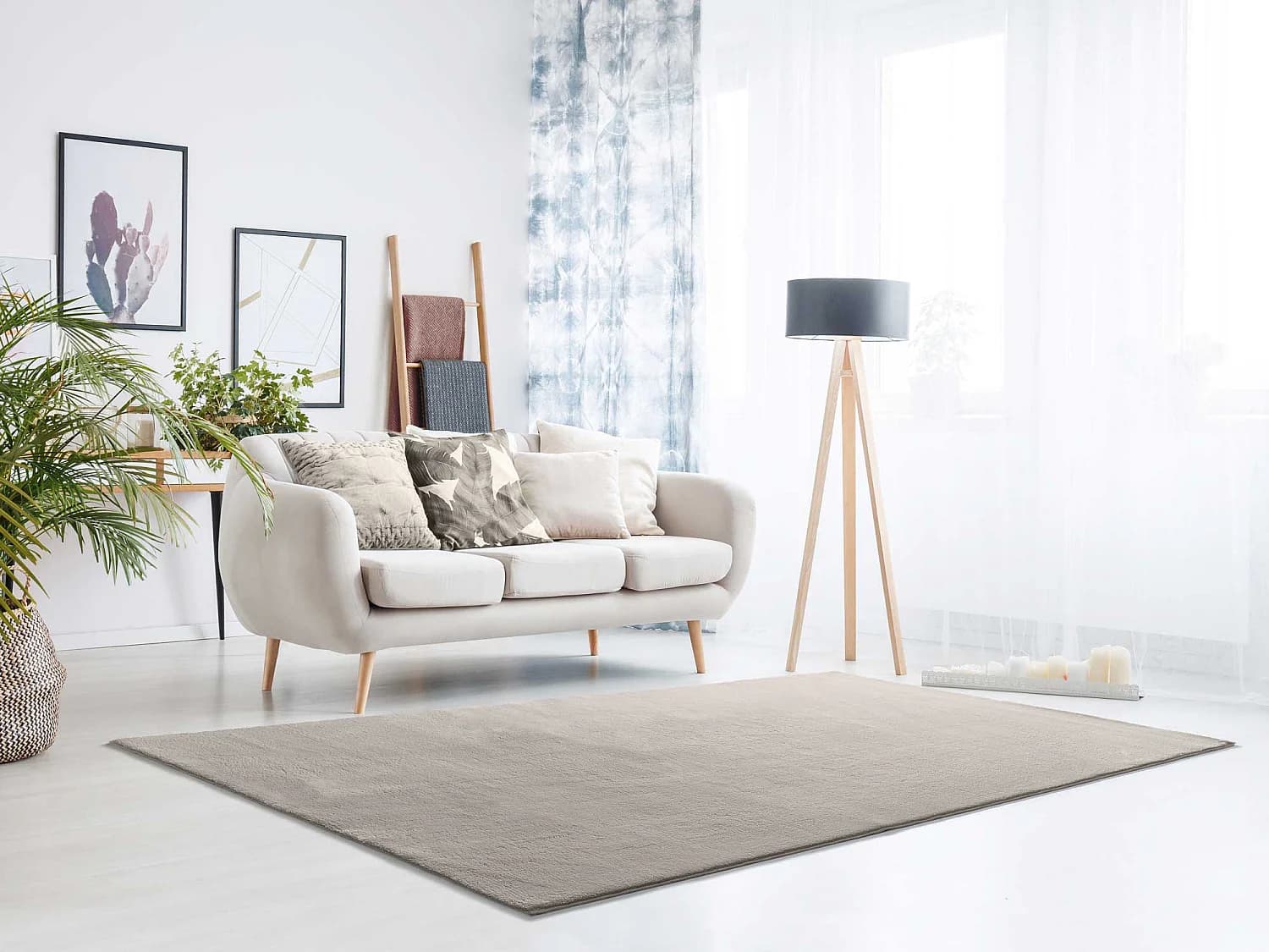 Tapis lavable antidérapant - uni - pierre - 200 x 290 cm - LOFT