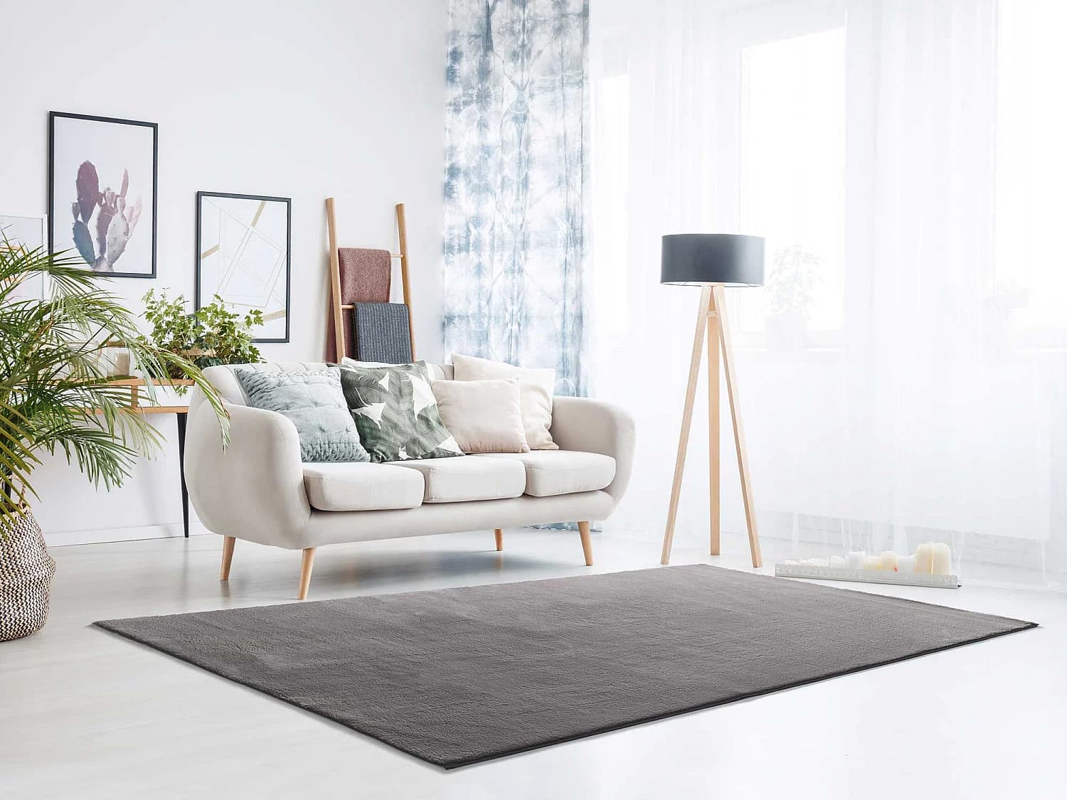 Tapis lavable antidérapant - uni - anthracite - 160 x 230 cm - LOFT