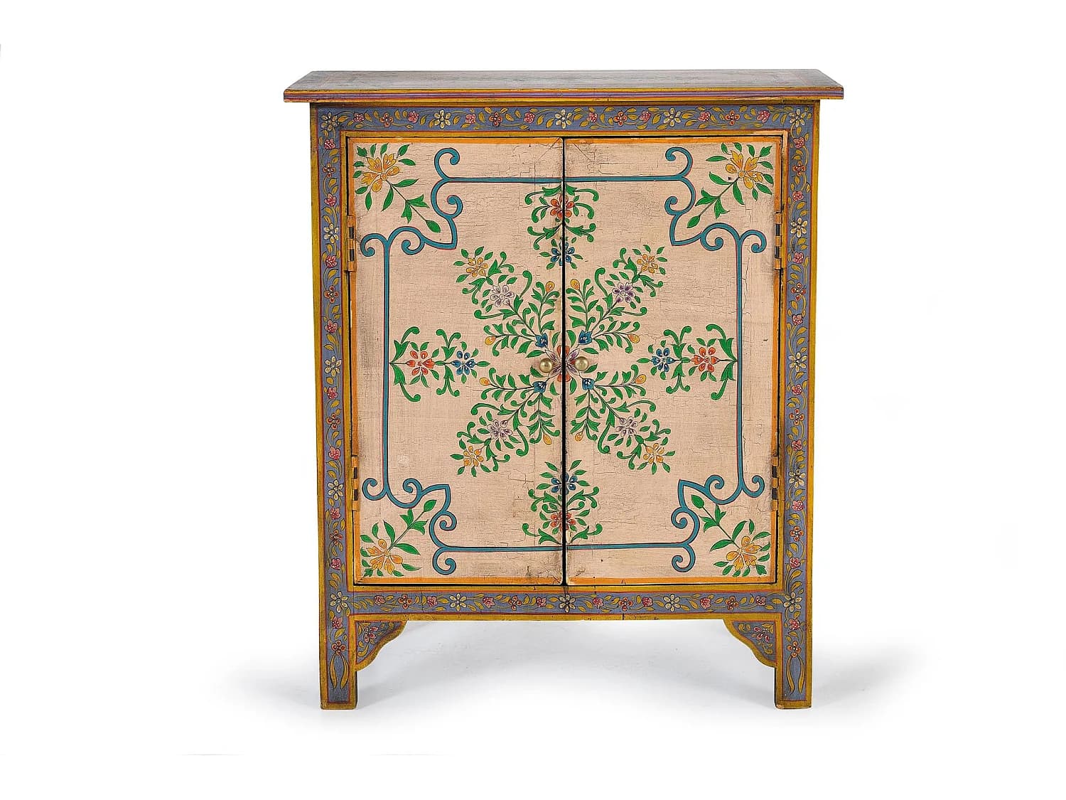 Table d'appoint en bois de manguier 65 cm, style ethnique artisanal - 77 x 65 x 33 cm