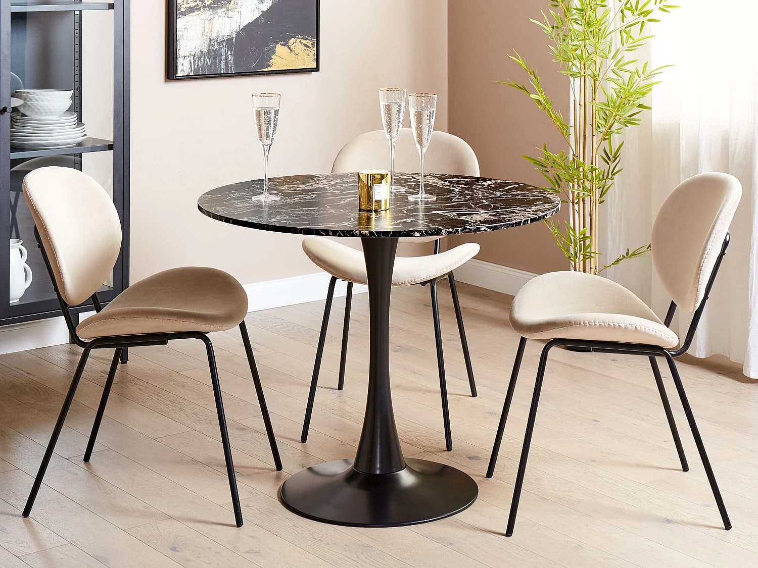 Table de repas BOCA Noir/doré 90 cm 90 cm