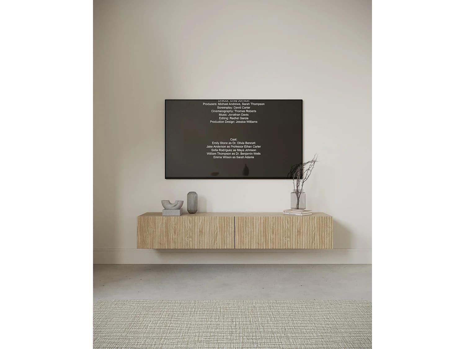 Meuble TV - 175 cm - suspendu - couleur de bois chêne huilé - NOLIE