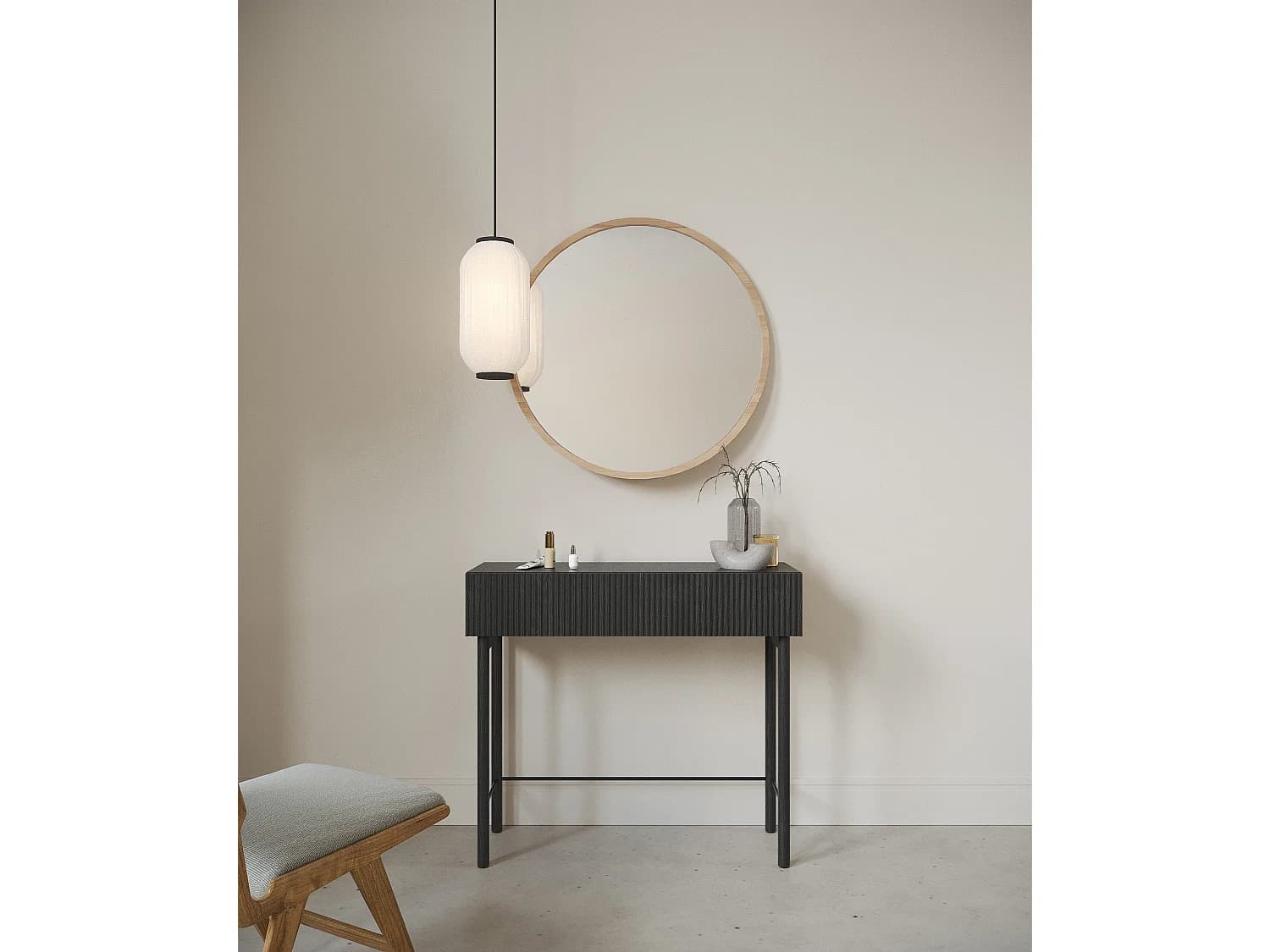 Table console avec tiroir - debout - 90 cm - couleur du bois de frêne Portland- NOLIE