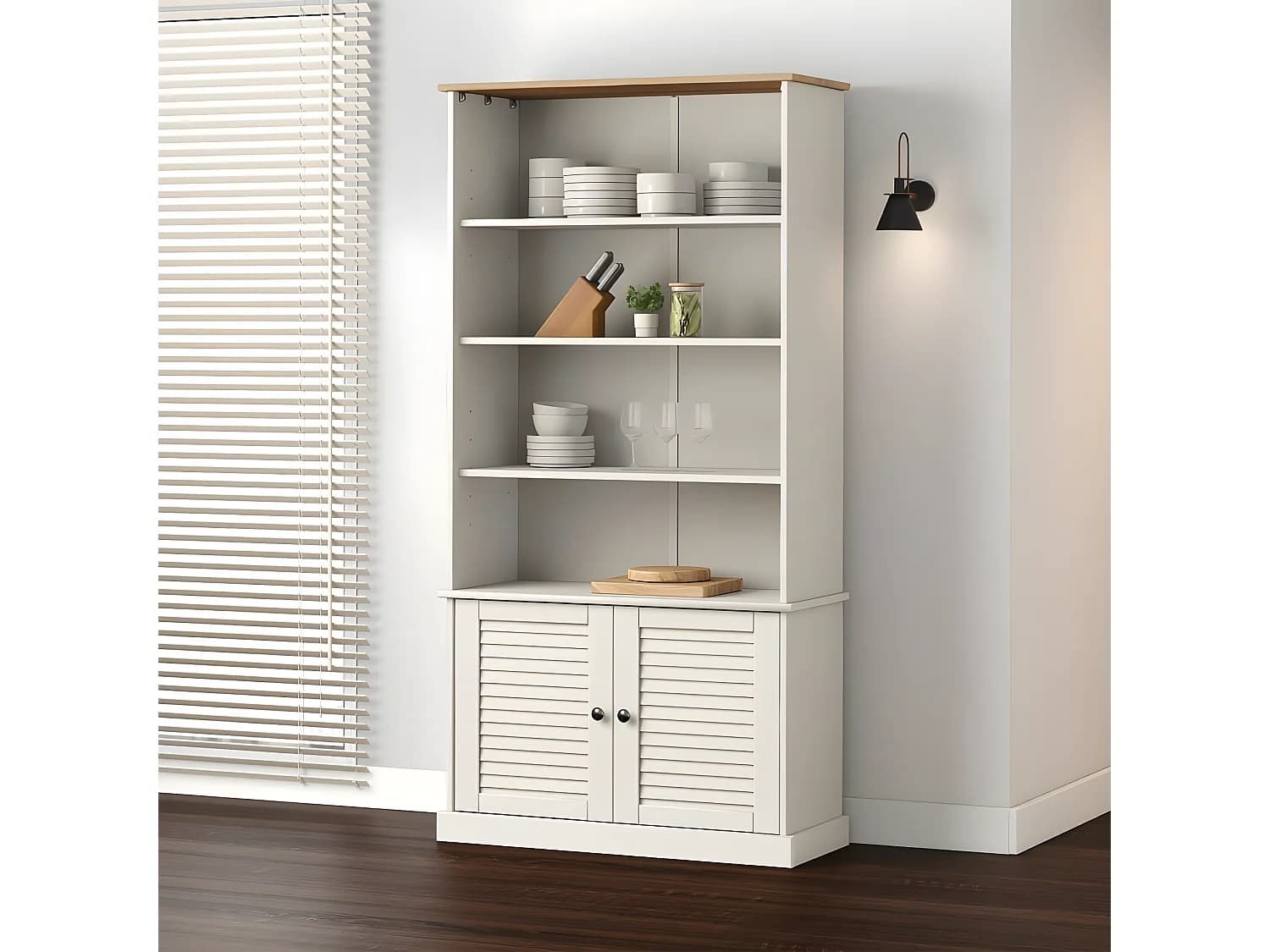 Bibliothèque VIGO blanc 85x35x170 cm bois massif de pin