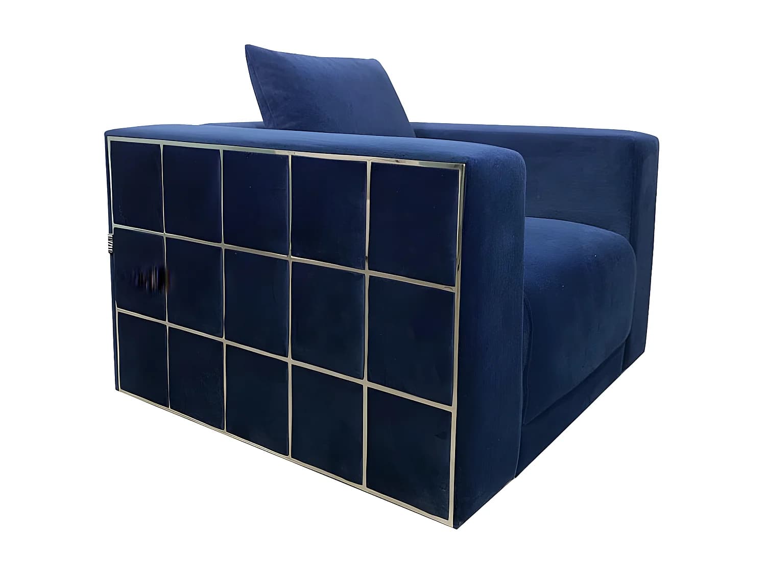 Fauteuil en velours KALIA - Bleu Velours bleu