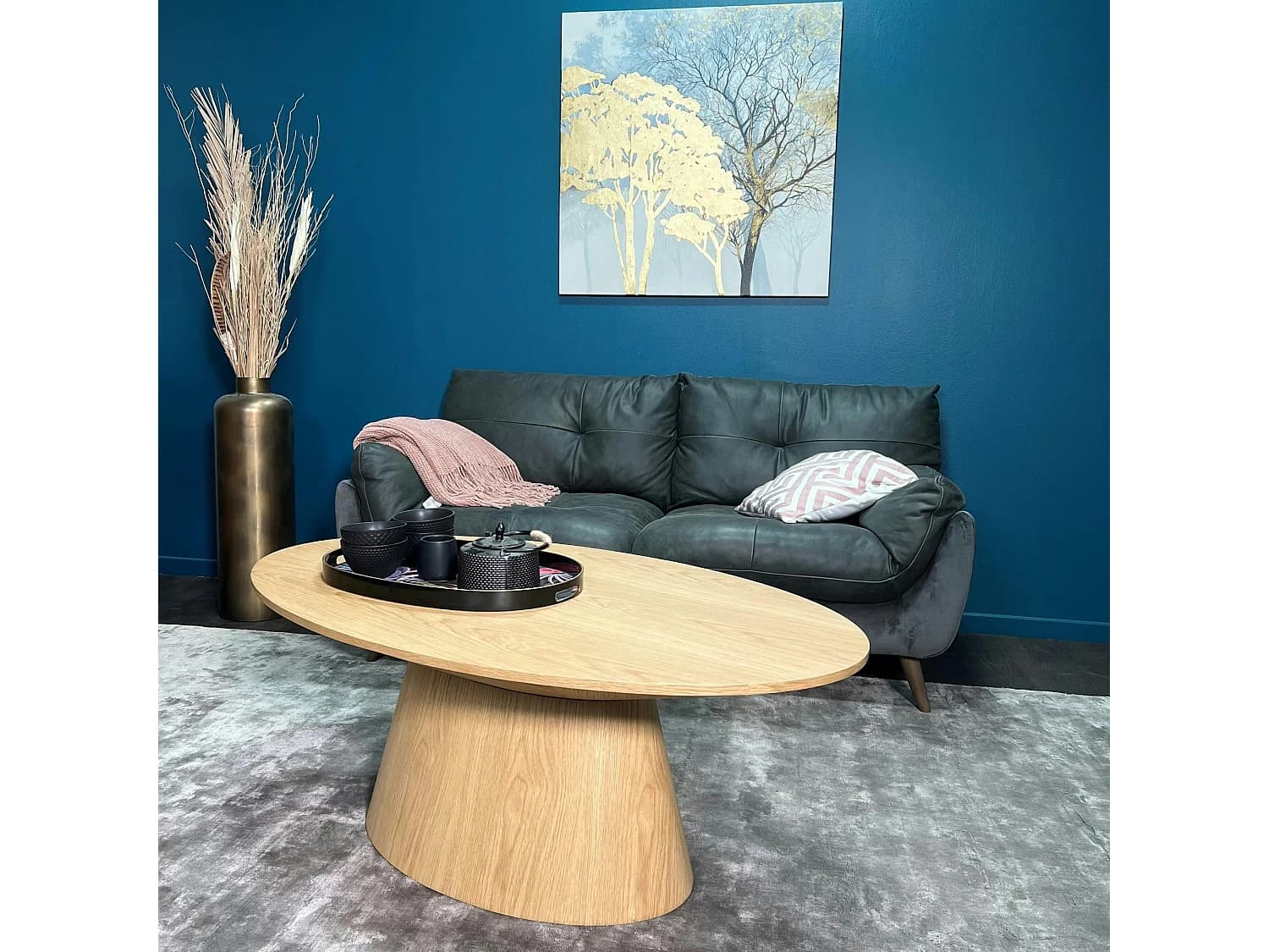 Table basse ovale en bois clair 120 cm VENETIE