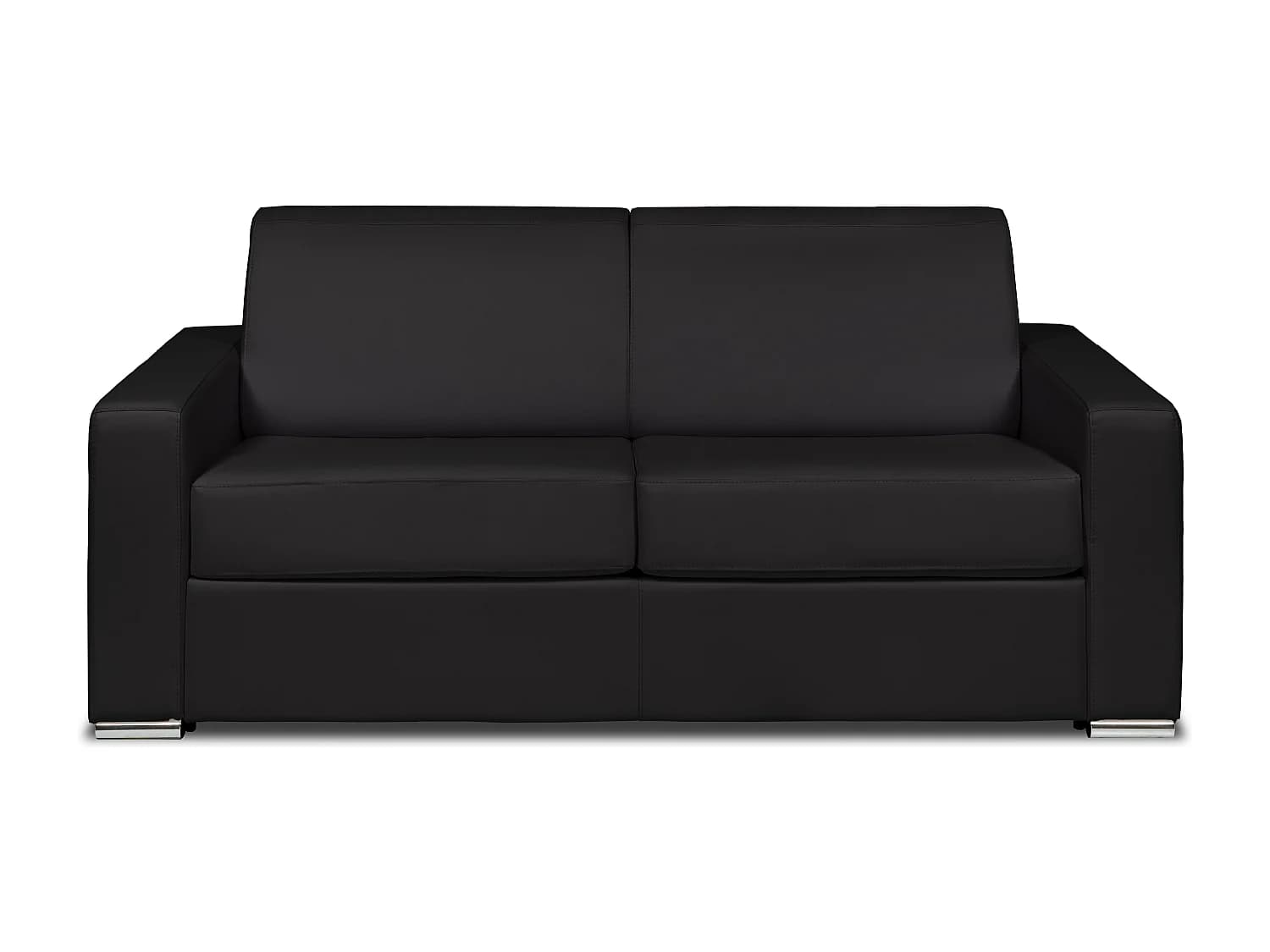 Canapé 3 places convertible express cuir de buffle noir - Couchage 140 cm - Matelas 22 cm avec mémoire de forme - CALITO