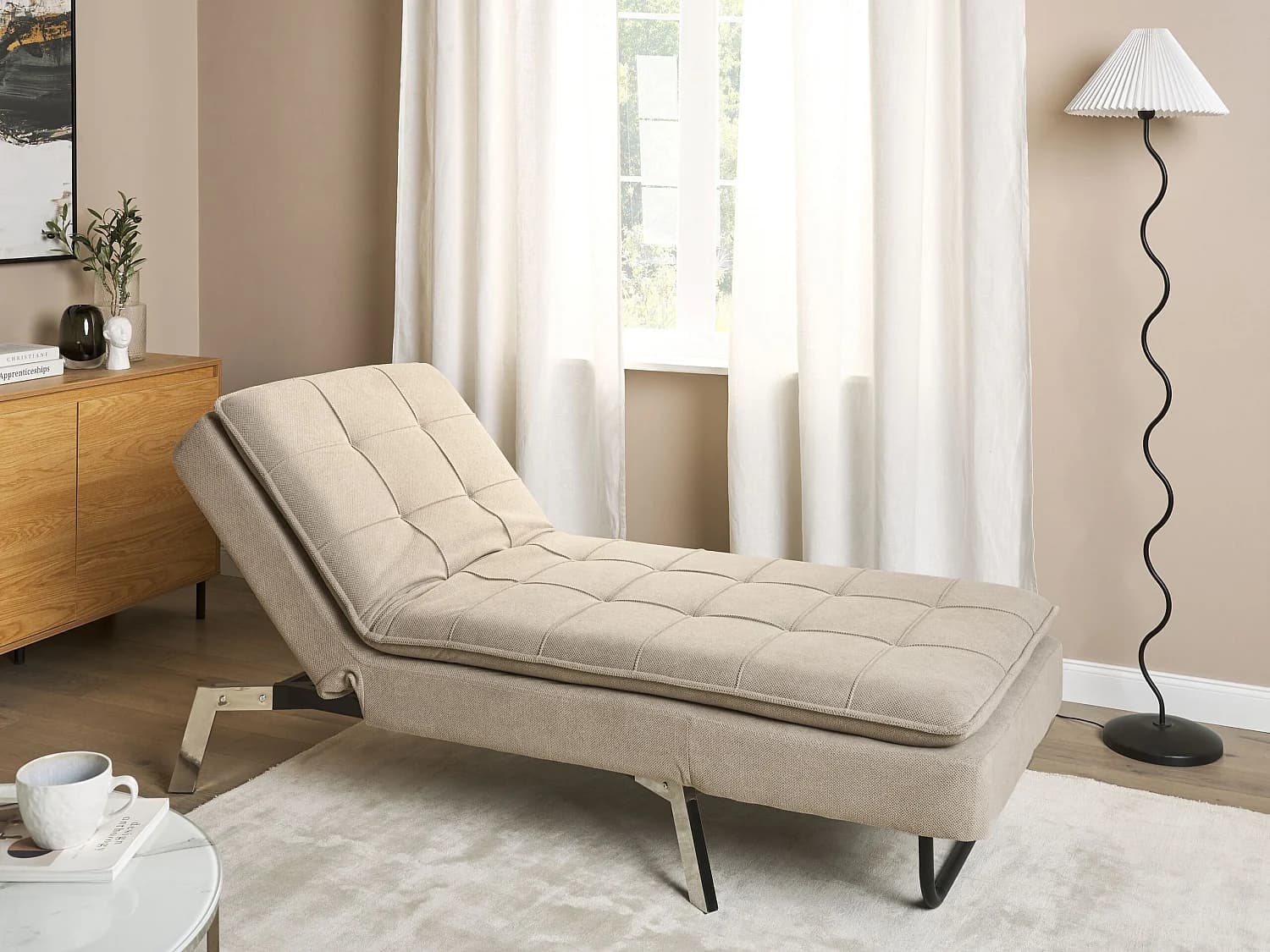 Chaise longue LOIRET Tissu Beige