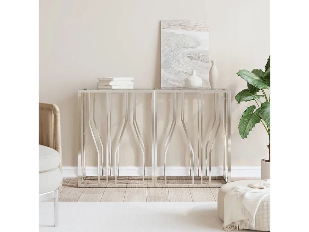Table console 110x30x70 cm acier inoxydable et verre FR12872