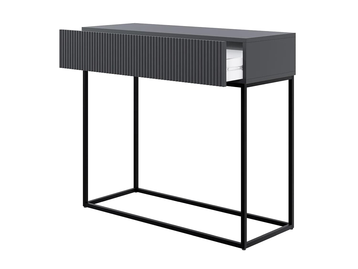 Table console avec tiroir - debout - 90 cm - noir - avec pieds noirs - VELDIO