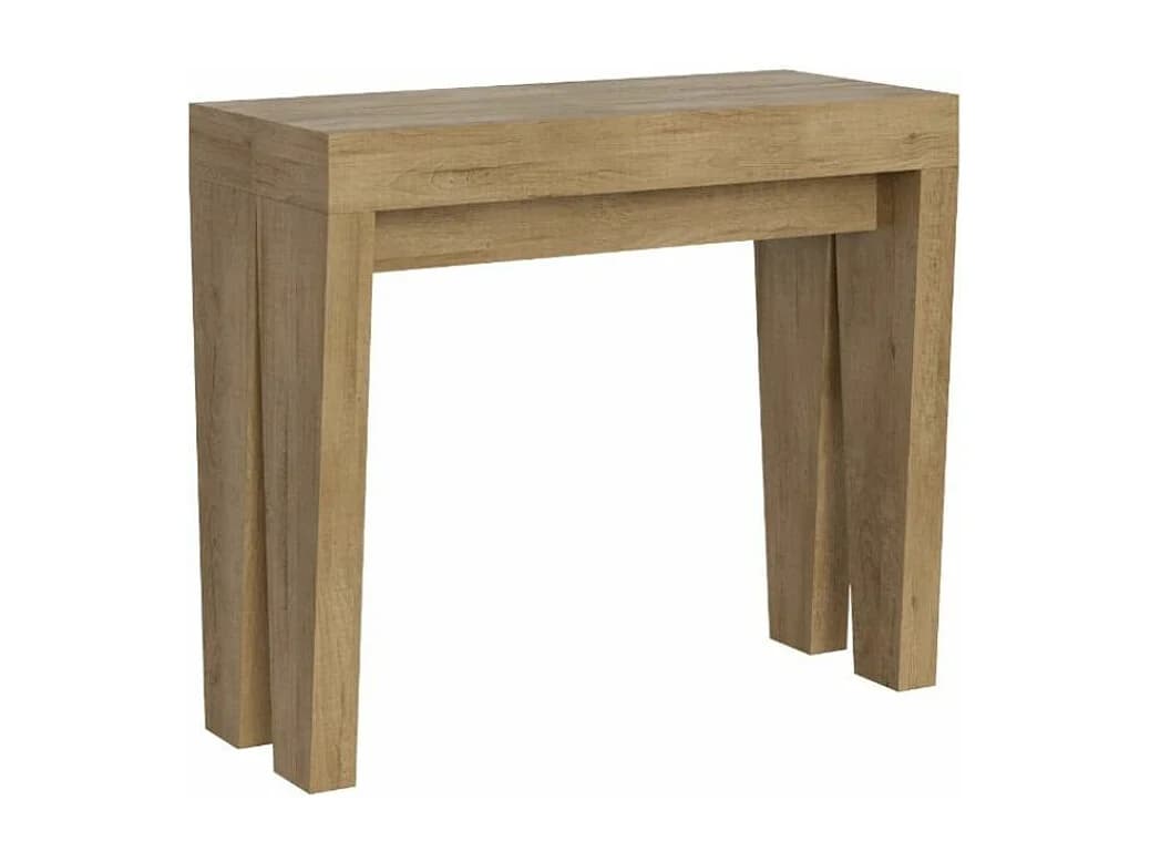 Console extensible en bois Sambo 90x40-196 ou 90x40-300-Couleur Naturel-Support 4 pieds-3 rallonges