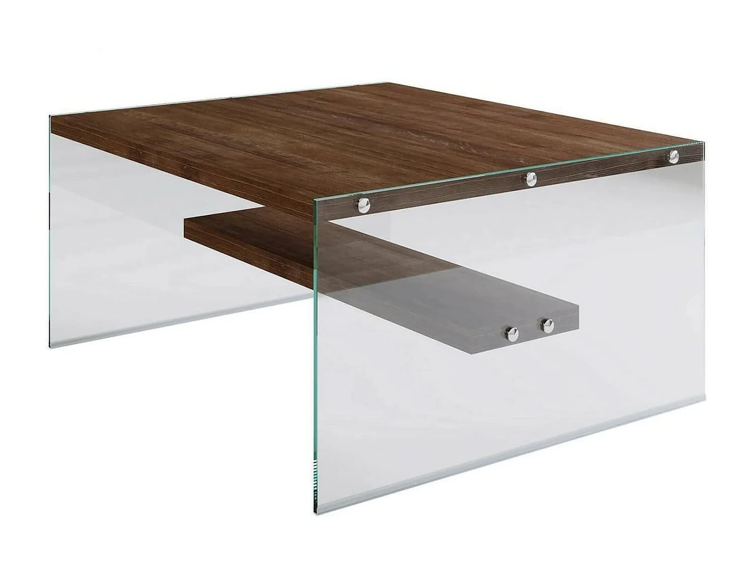 Table basse Barcis, un compartiment, 75x75x40h cm, brun noyer, porte-revues, forme rectangulaire