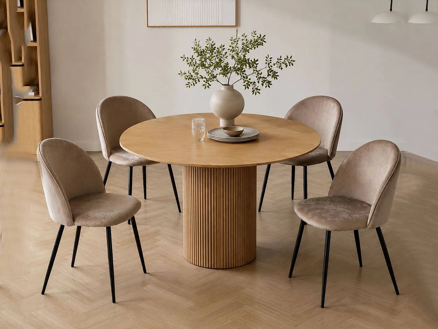 Ensemble de 4 chaises Stinson, Fauteuil recouvert de velours, Chaise de salle à manger rembourrée, Siège de réunion, 51x54h82 cm, Gris