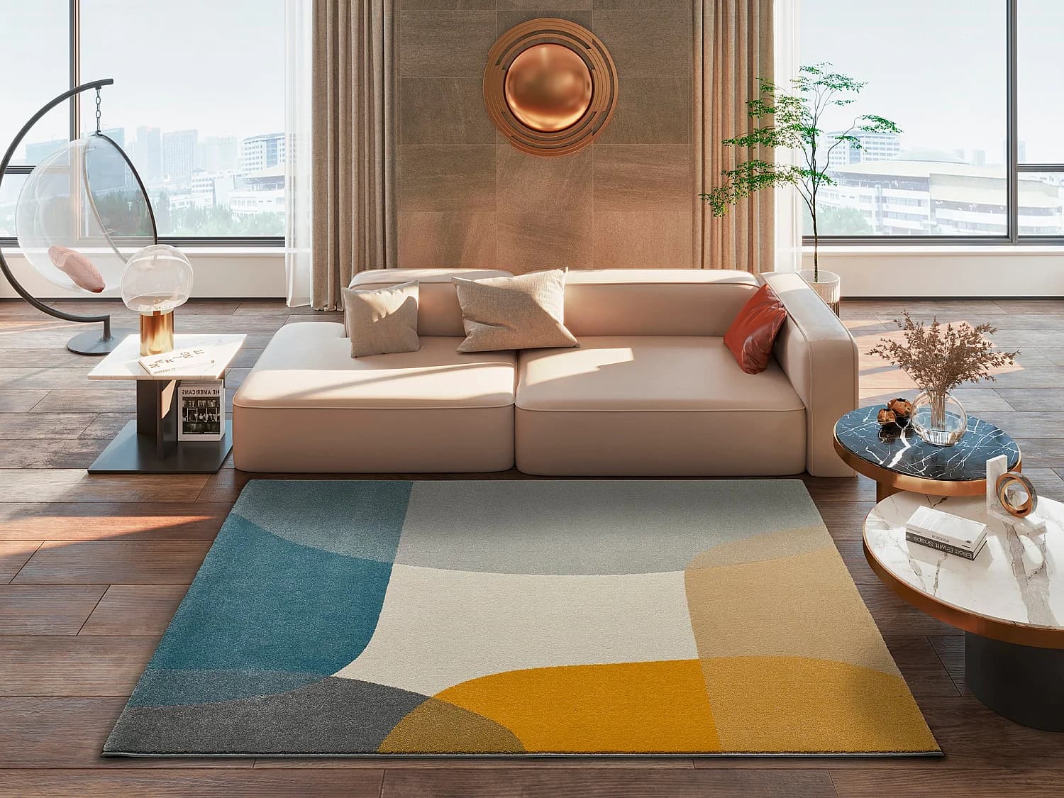 Tapis intérieur - géométrique - multicolore - 140 x 200 cm - MONIC