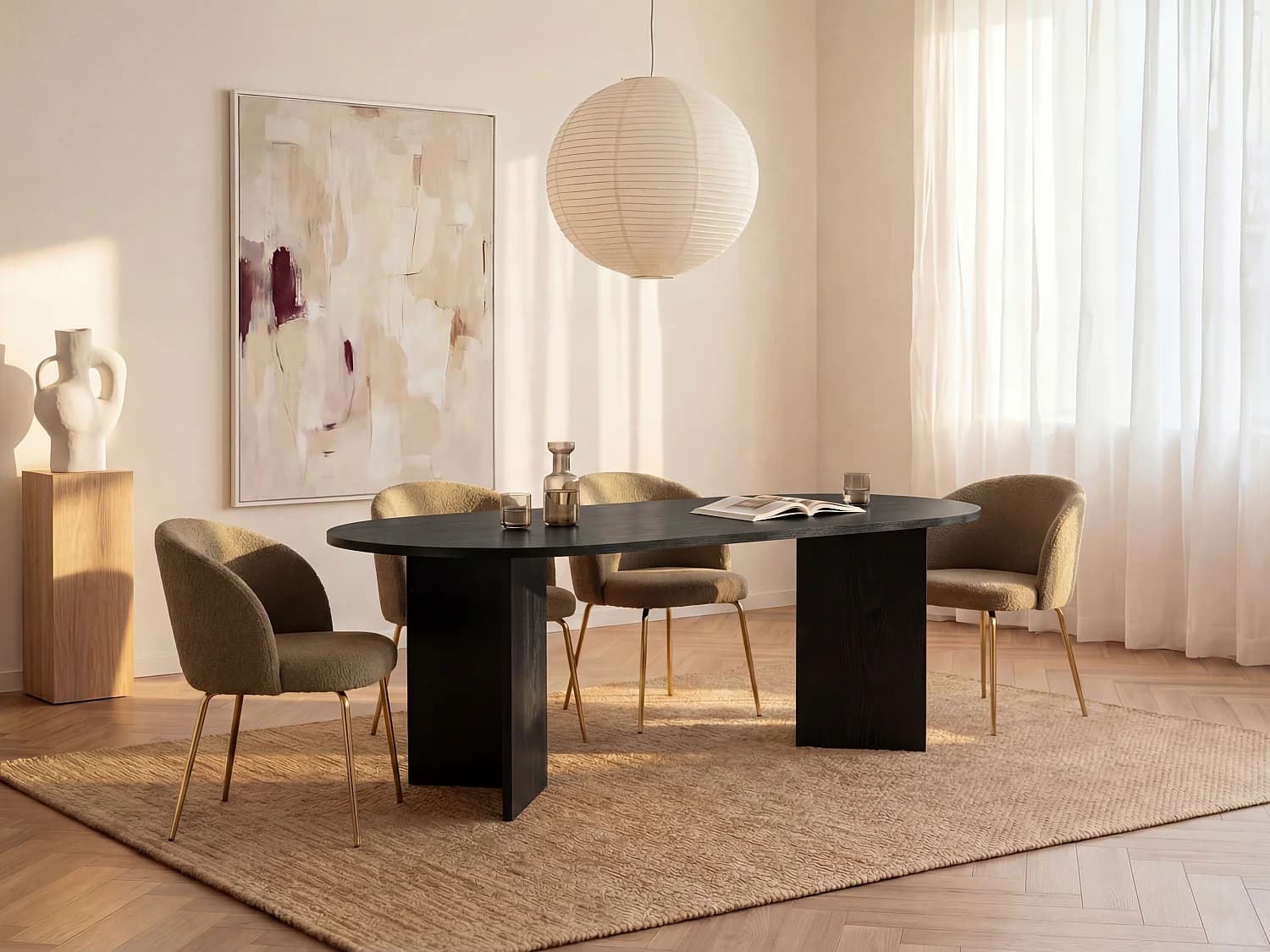 Table à manger 8 personnes - Noir - TOPANIA