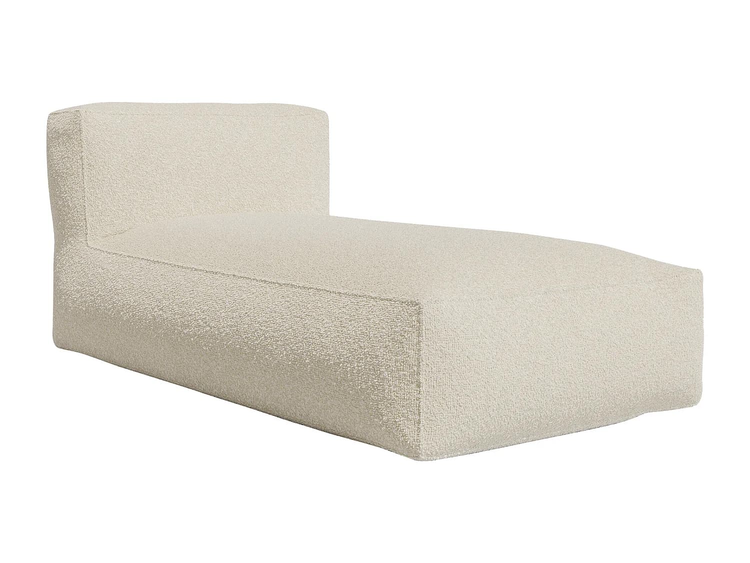 Méridienne en tissu bouclette blanc cassé NOUMARA
