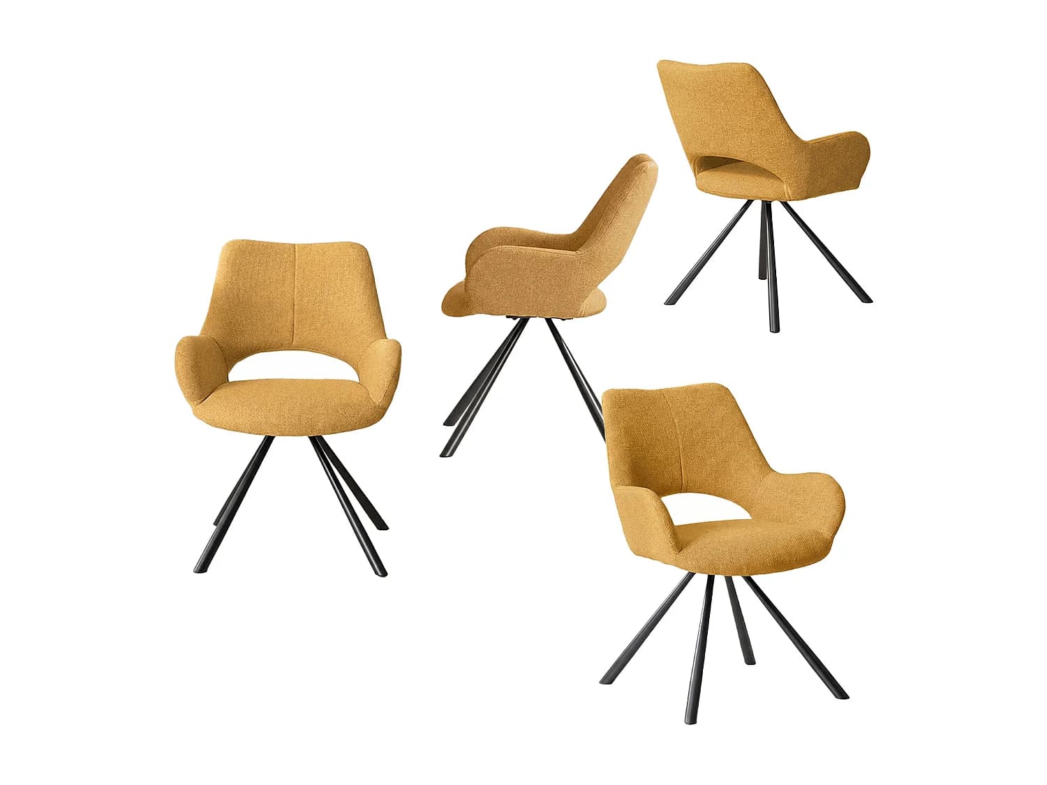 Meubles Cosy BETH Lot de 4 chaises de salle à manger style Contemporain,Jaune
