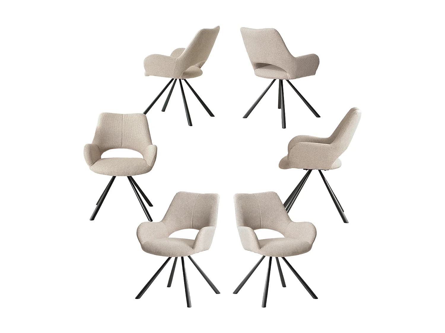 Meubles Cosy BETH Lot de 6 chaises de salle à manger style Contemporain,Beige